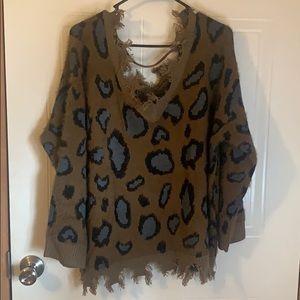 Distressed Leopard Sweater